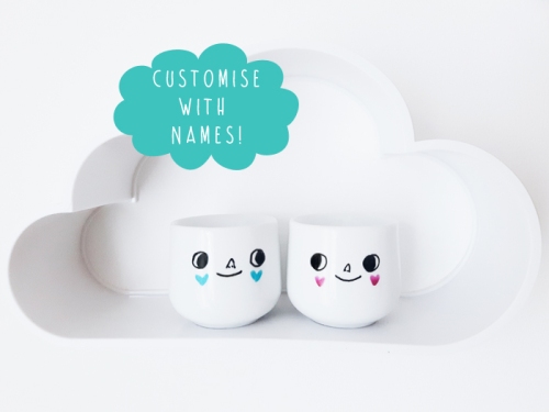 Custom couples gift for Valentines Day - egg cups with names on the back