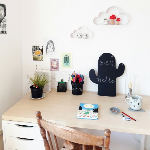 Desk and workspace of illustrator Heidi Burton