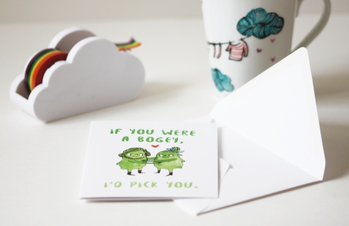 Funny Valentine's Day card - If you were a bogey, I'd pick you. By Heidi Burton on Etsy
